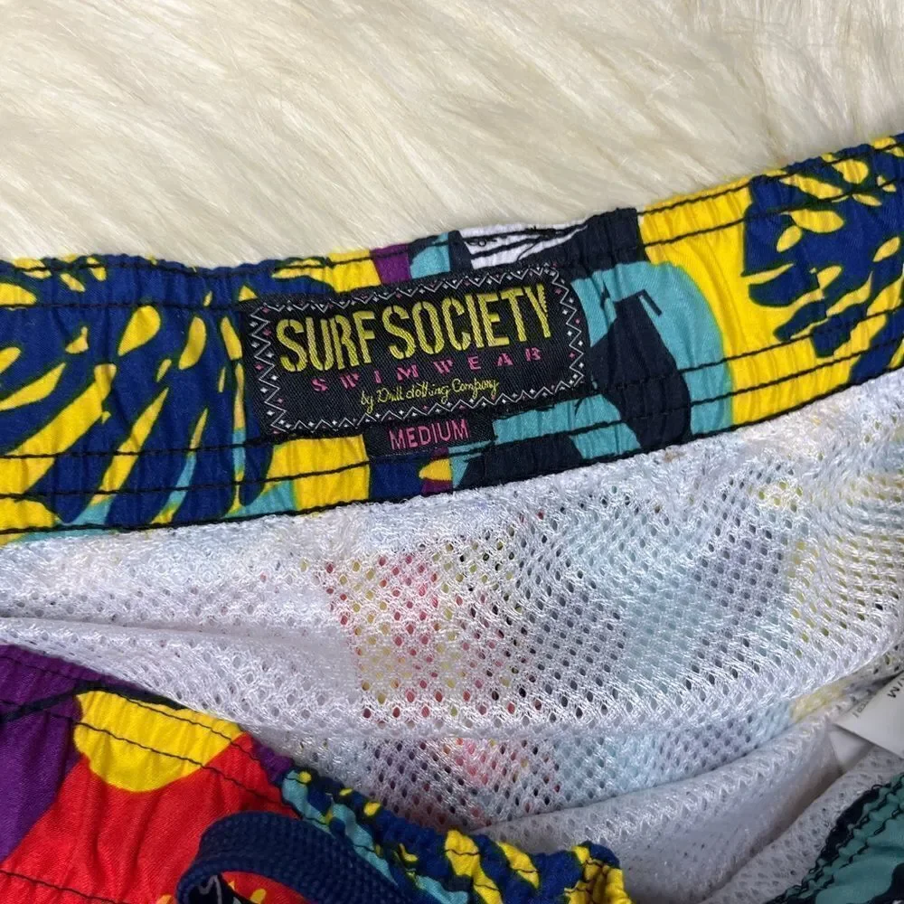 Surf Society swimwear multi colored skull trunks sz Medium